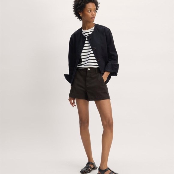 Brand New NWT Everlane Way-High Shortie Black High Waisted Stretch Denim Shorts - Picture 2 of 6